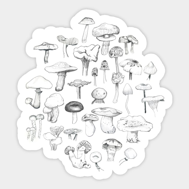 The Mushroom Gang Sticker by crumpetsandcrabsticks